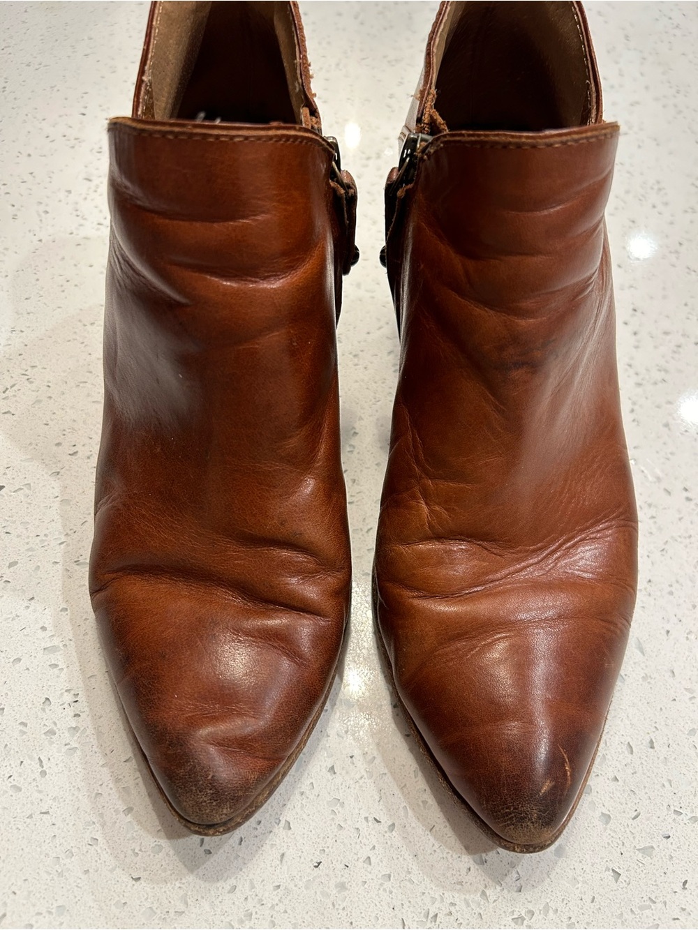 Frye Judith Leather Zip Booties Sz 9 - Picture 2 of 9